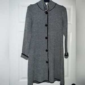 Cocogiò Italian Wool Blend Knit Black and White Soft Long Coat size Small